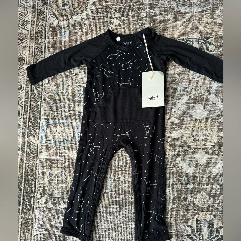 Kyte NWT  Bamboo Pajamas Sleeper Longall in Midnight Constellation Black - Picture 5 of 8